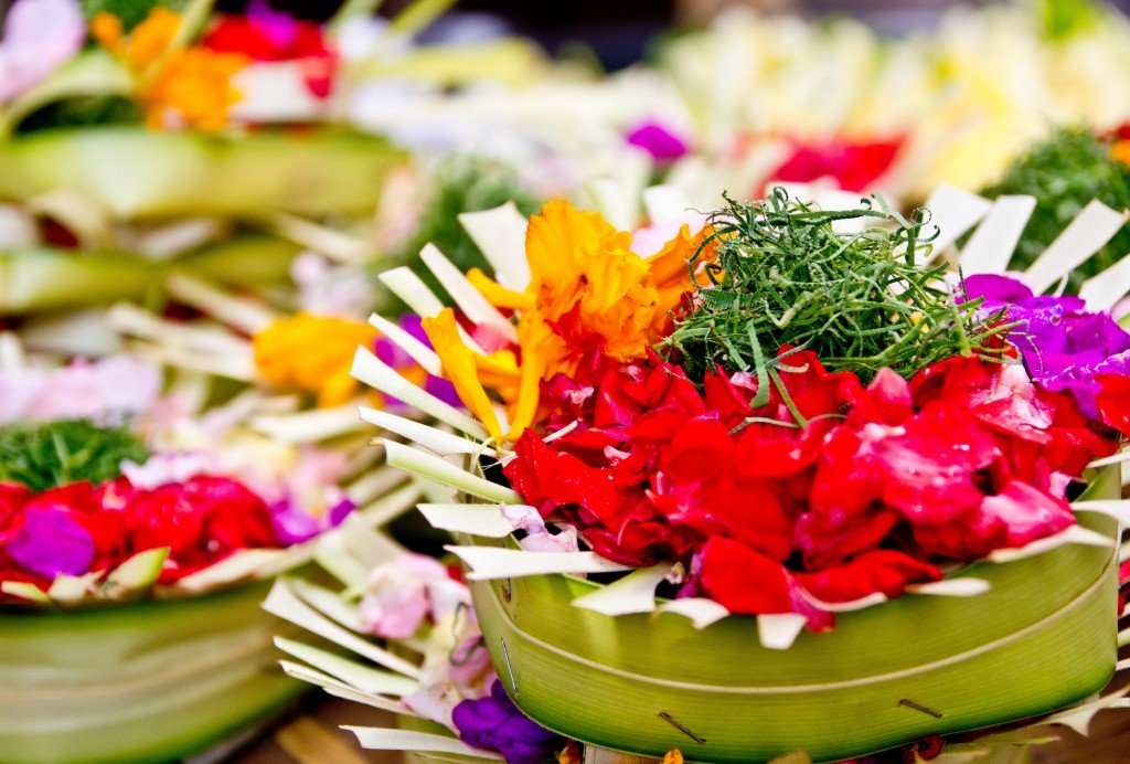 Beautiful offering dedicated at Temple festival ceremony in Bali island - Mari Bali Tours